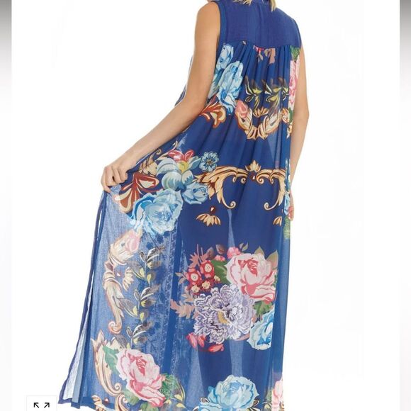 Aratta Adonis Blue Embroidered Maxi Shirt Dress $176 MSRP-current Style - Picture 2 of 4